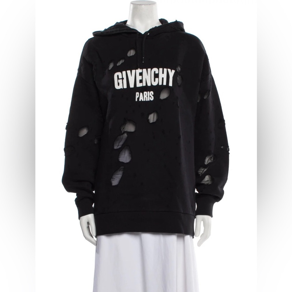 Authentic Givenchy Distressed Logo Printed Hoodie Size Small